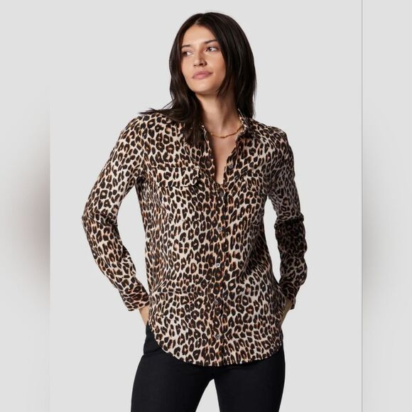 Equipment Femme Mob Wife Leopard Printed Button Down Blouse 100% Silk Size XS - Picture 15 of 15